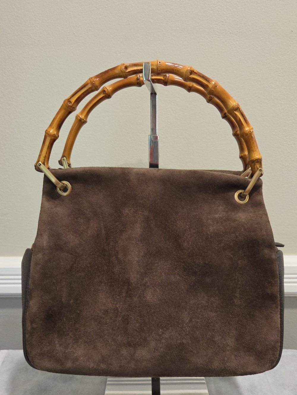 Gucci Classic Brown Suede Bamboo-Handle Women’s Handbag